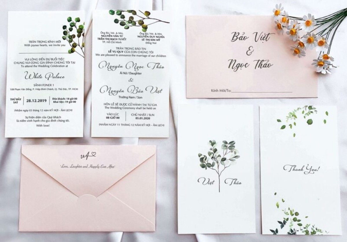 So sánh các phong cách thiệp cưới giấy: vintage, minimalist, luxury, bohemian