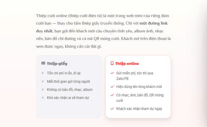 So sánh thiệp cưới online và thiệp giấy truyền thống