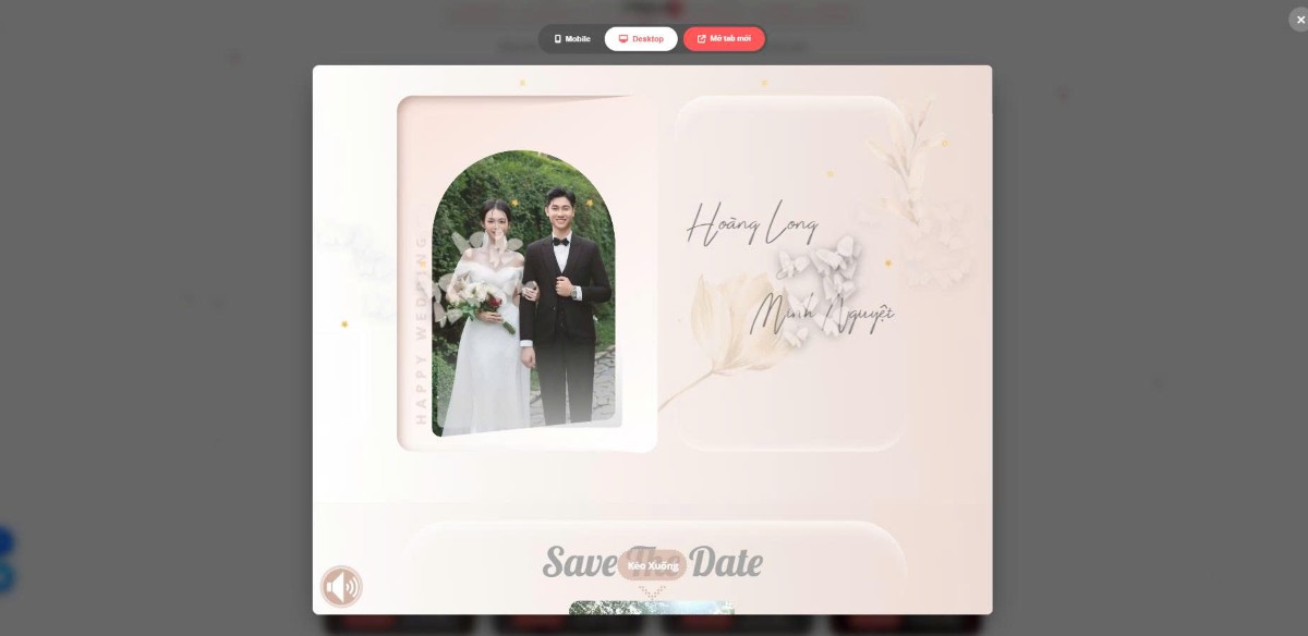 Mẫu thiệp cưới online hiện đại trên điện thoại